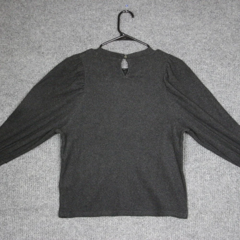 Madewell Dark Gray Puff Sleeve Crewneck‎ Top XS Made in Philippines